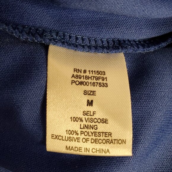 C by CHARMING CHARLIE SZ M Blue Striped Geometric Print 3/4 Sleeve Dress - Picture 7 of 8